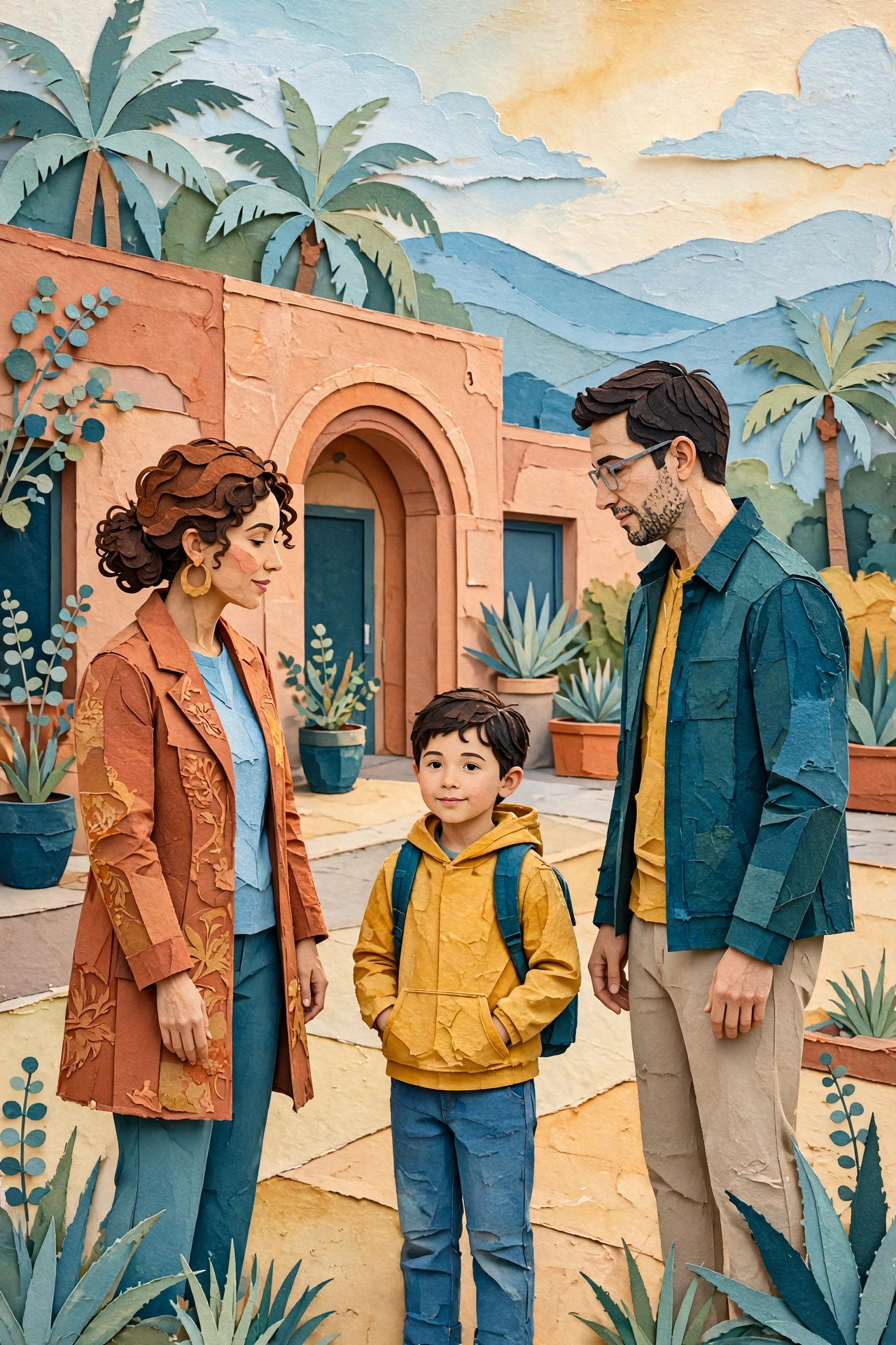 Illustration of two parents coordinating a respectful child handoff