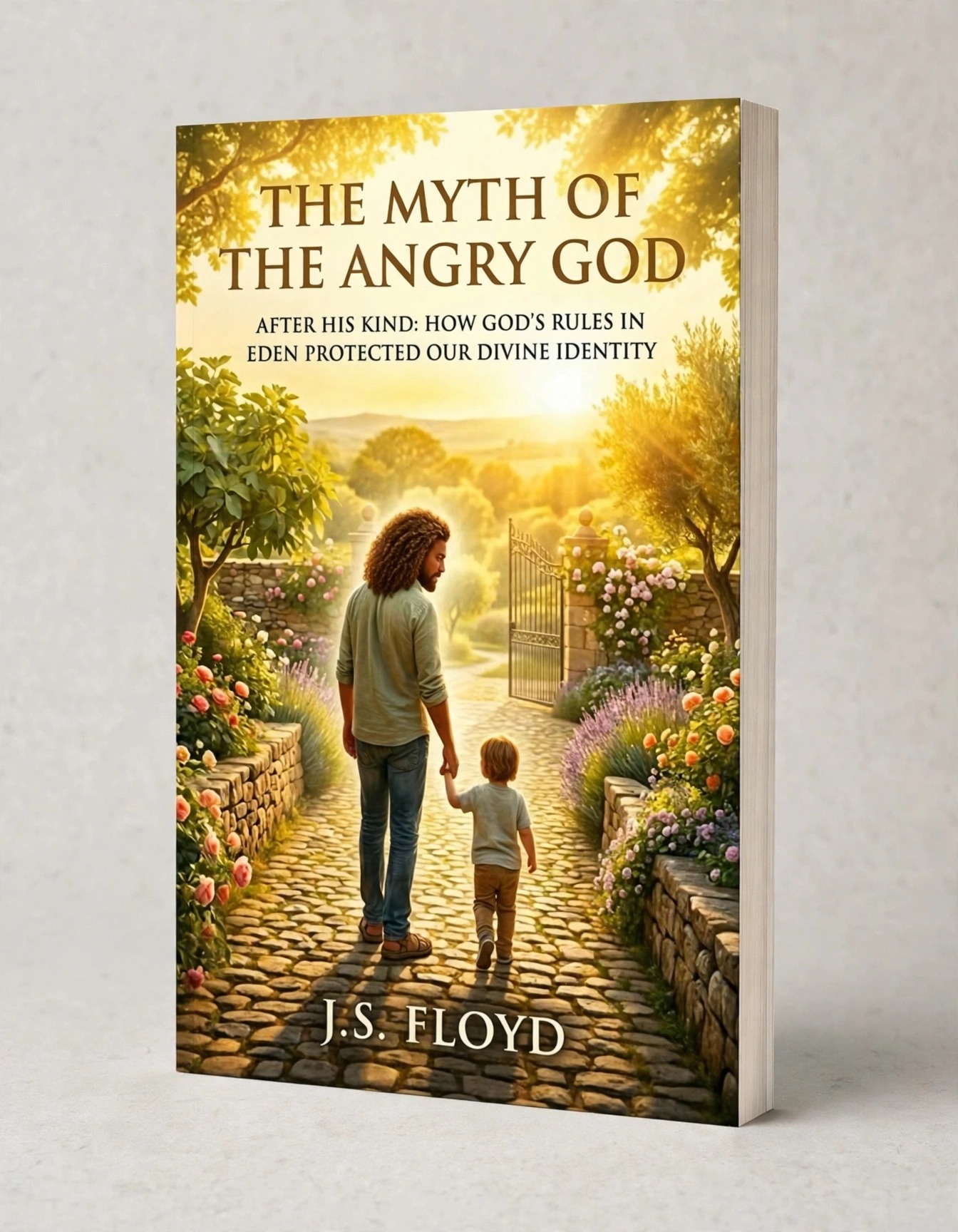 3D paperback mockup of THE MYTH OF THE ANGRY GOD by Floyd J. Sanders