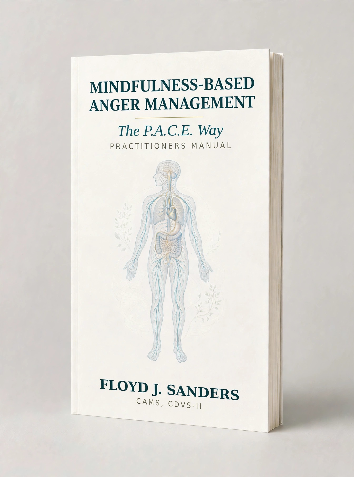 3D paperback mockup of Mindfulness-Based Anger Management — The P.A.C.E. Way: Practitioners Manual by Floyd J. Sanders